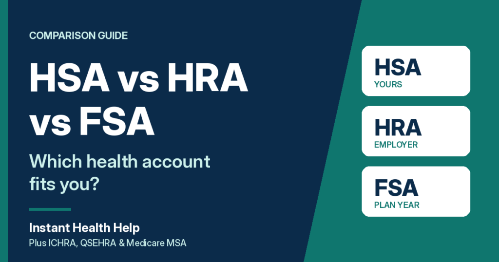 HSA vs HRA vs FSA: which health account fits you? Comparison guide from Instant Health Help